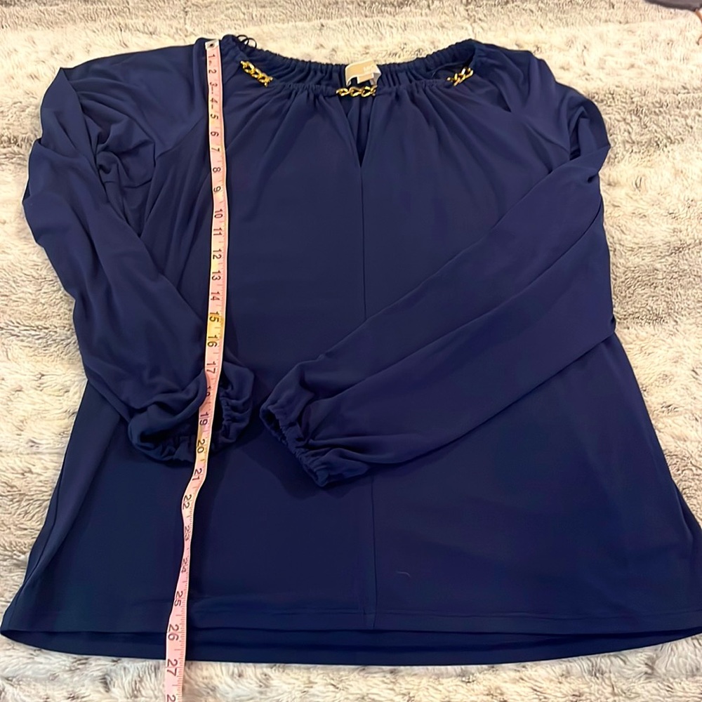 Michael Kors Navy blue blouse with gold chain detail